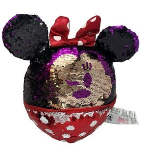 Disney Parks Plush Exclusive Minnie Mouse Flip Sequin Ball 11” Polka Dot Novelty